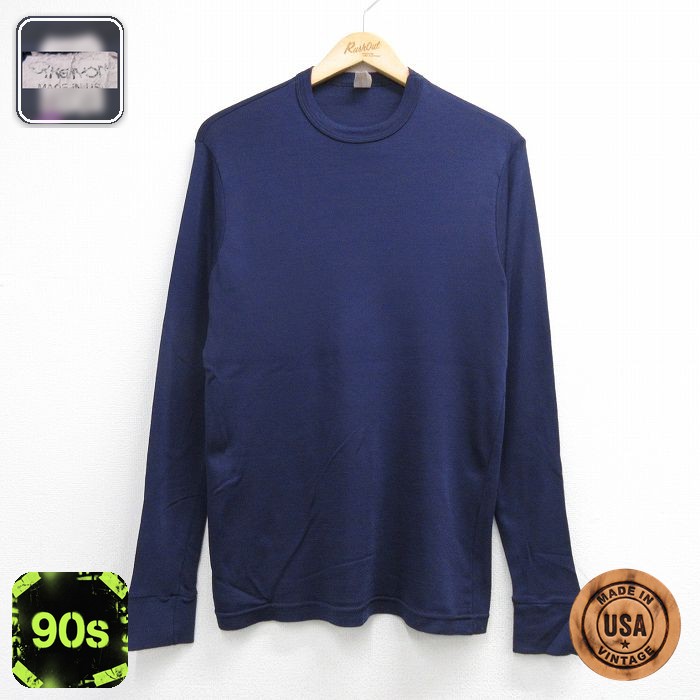 90s 長袖Tシャツ ネイビー メンズM相当 | 古着