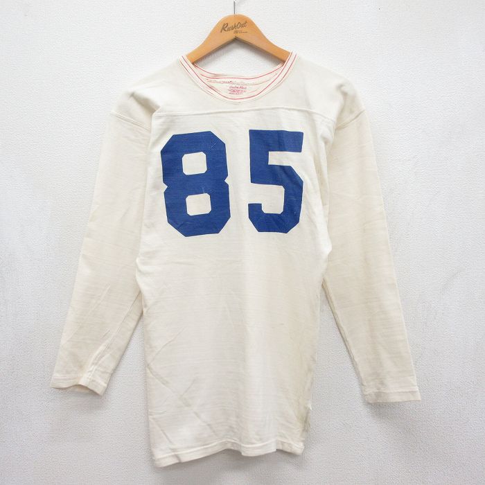 70s 長袖フットボールTシャツ ホワイト メンズM相当 | 古着