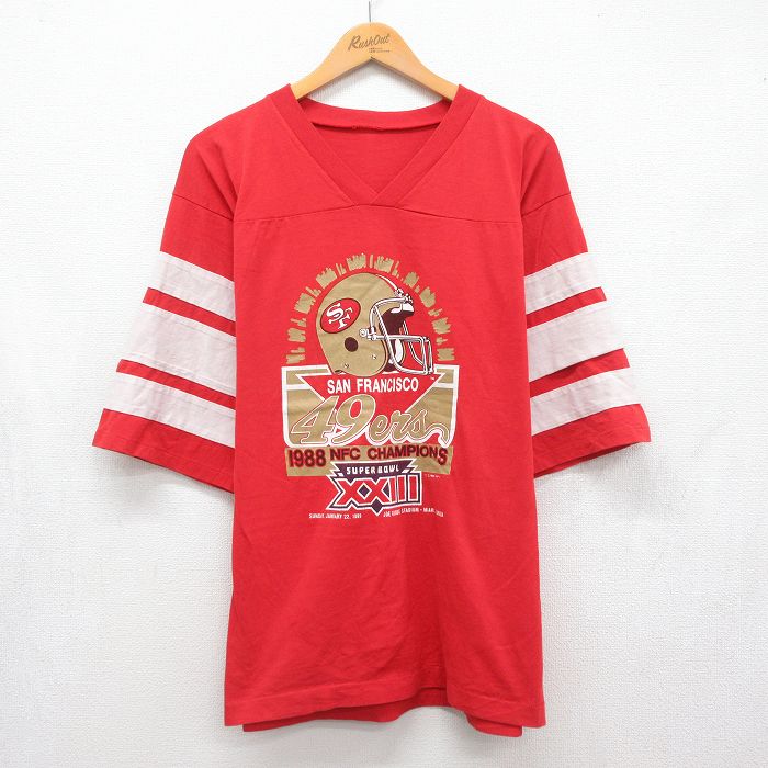 80s 半袖Tシャツ サンフランシスコフォーティーナイナーズ レッド メンズL相当 | 古着