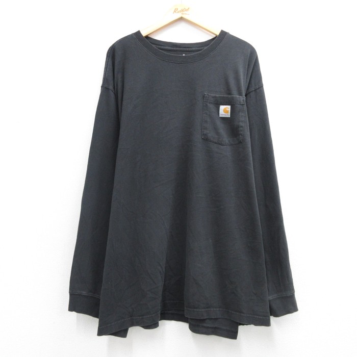 カーハート 長袖Tシャツ 胸ポケット付き ブラック メンズXL相当 | 古着