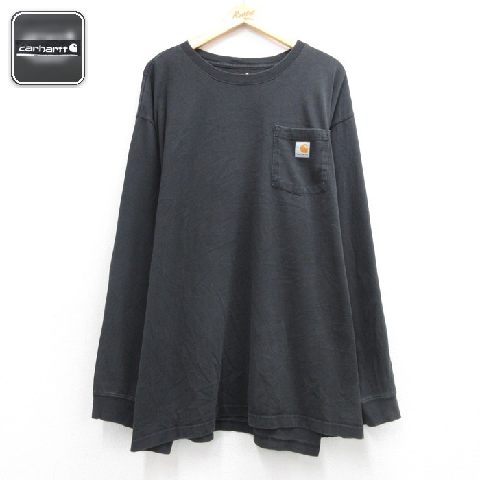 カーハート 長袖Tシャツ 胸ポケット付き ブラック メンズXL相当 | 古着