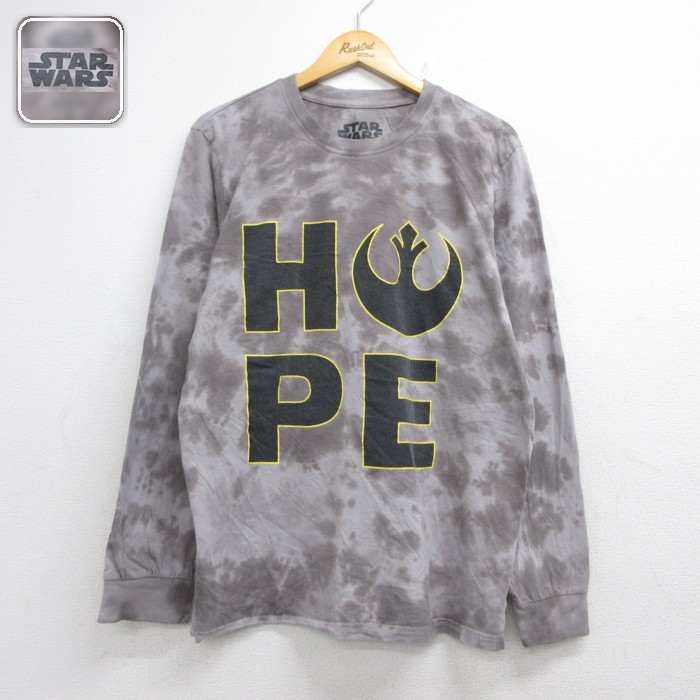 Her Universe 長袖Tシャツ スターウォーズHOPEプリント グレータイダイ メンズXL相当 | 古着