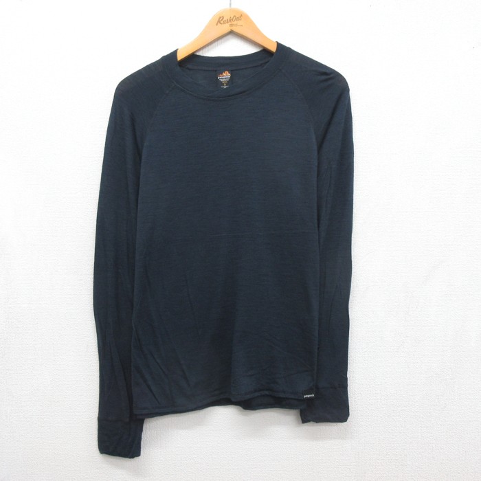 S★古着 パタゴニア patagonia 長袖 ビンテージ Tシャツ メンズ 00年代 00s ウール クルーネック USA製 ネイビー 26aug19