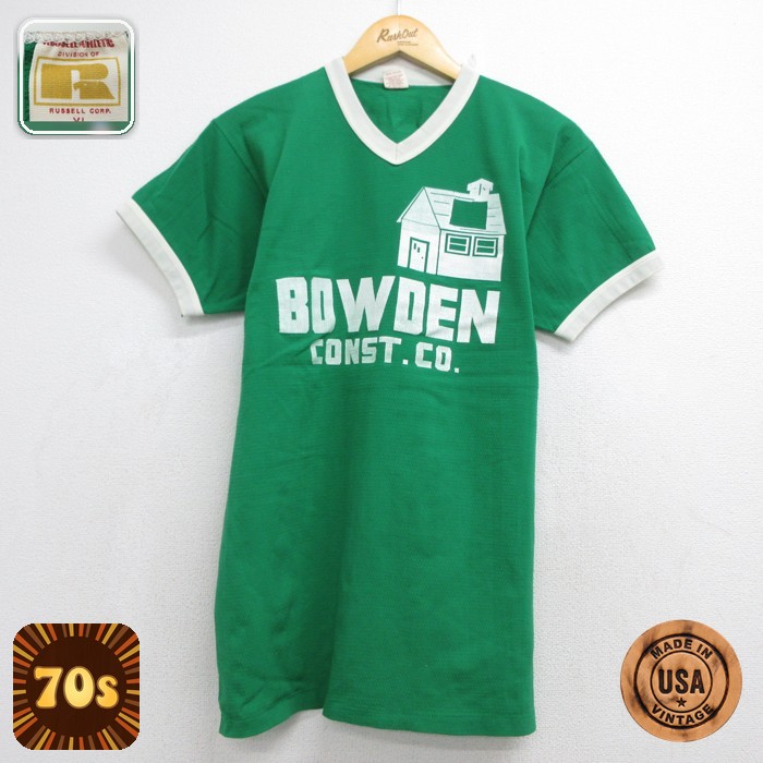 ラッセル 70s 半袖Tシャツ ゲーム メッシュ グリーン メンズL相当 | 古着