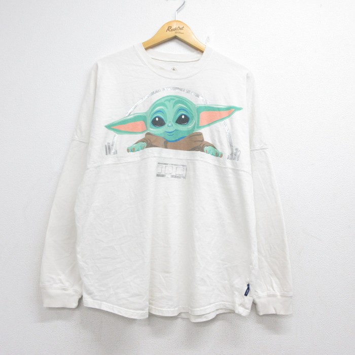 スターウォーズ 長袖Tシャツ グローグー ホワイト メンズXL相当 | 古着