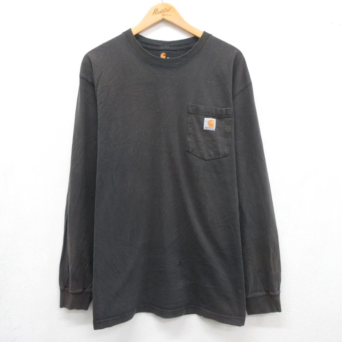 カーハート 長袖Tシャツ ポケット付き ブラック メンズXL相当 | 古着