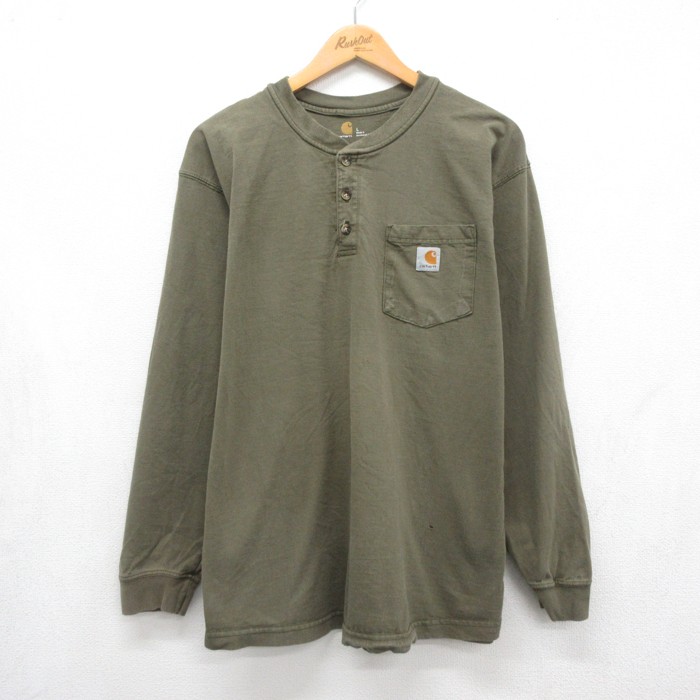 カーハート 長袖Tシャツ 胸ポケット カーキ メンズXL相当 | 古着