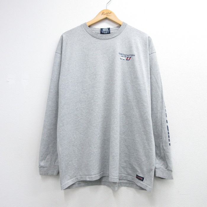 ジャンスポーツ 90s 長袖Tシャツ ノースイースタン グレー メンズXL相当 | 古着