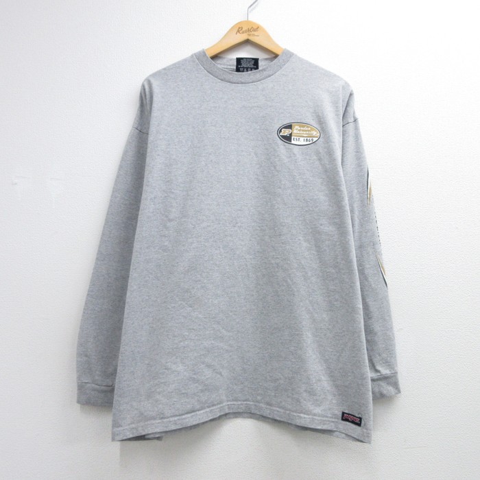 ジャンスポーツ 90s 長袖Tシャツ Purdue グレー メンズXL相当 | 古着