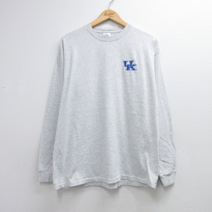 Delta Pro Weight 90s 長袖Tシャツ ケンタッキー大学刺繍ロゴ グレー メンズL相当 | 古着