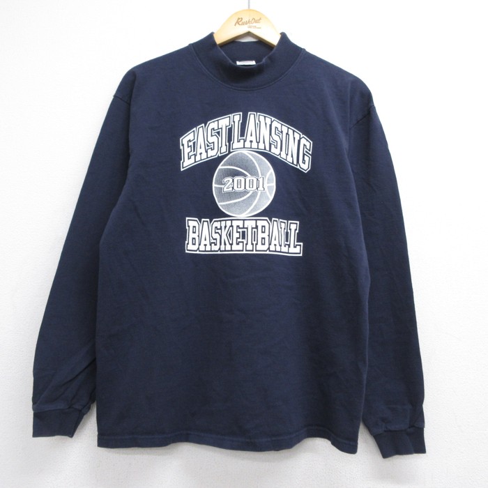 COTTON DELUXE 00s 長袖Tシャツ バスケットボール ネイビー メンズL相当 | 古着