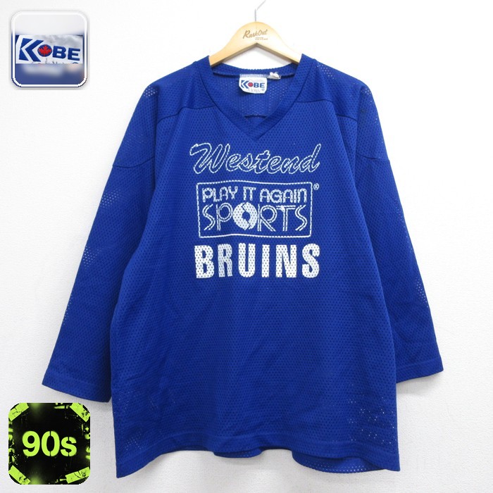 古着通販 XL☆古着 KOBE 長袖 Tシャツ メンズ 90年代 90s メッシュ