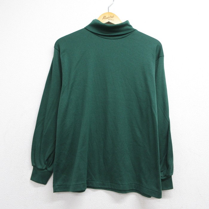 EXTRA Elements 長袖 Tシャツ 90s 無地 タートルネック ハイネック USA製 グリーン メンズL相当 | 古着