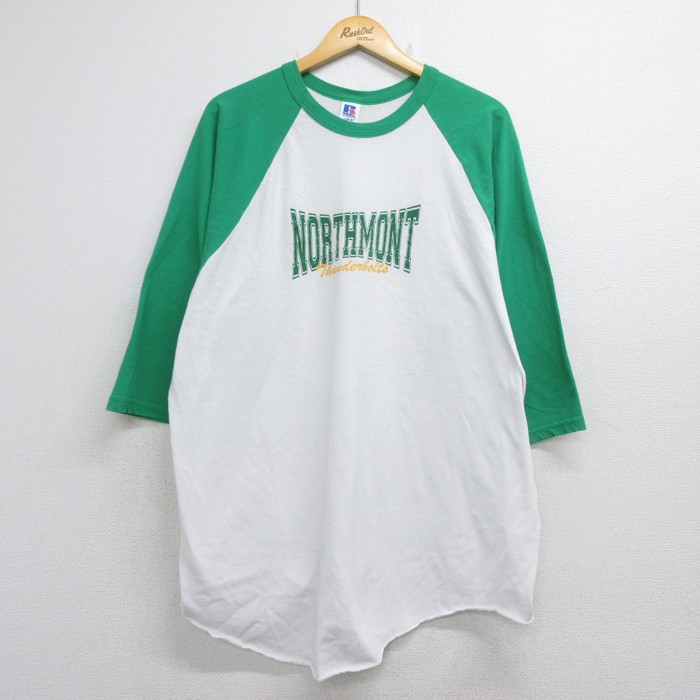 ラッセル 00s 七分袖Tシャツ NORTHMONT ラグラン ホワイト メンズXL相当 | 古着