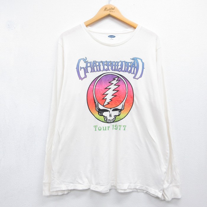 オールドネイビー 長袖Tシャツ グレイトフルデッドプリント ホワイト メンズXL相当 | 古着