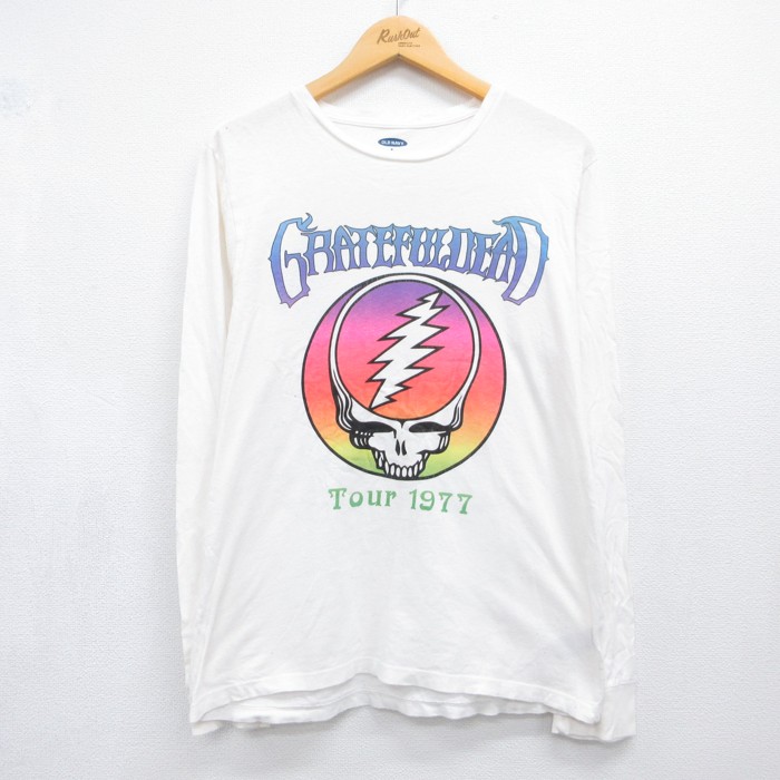 オールドネイビー 長袖Tシャツ グレイトフルデッドプリント ホワイト メンズL相当 | 古着