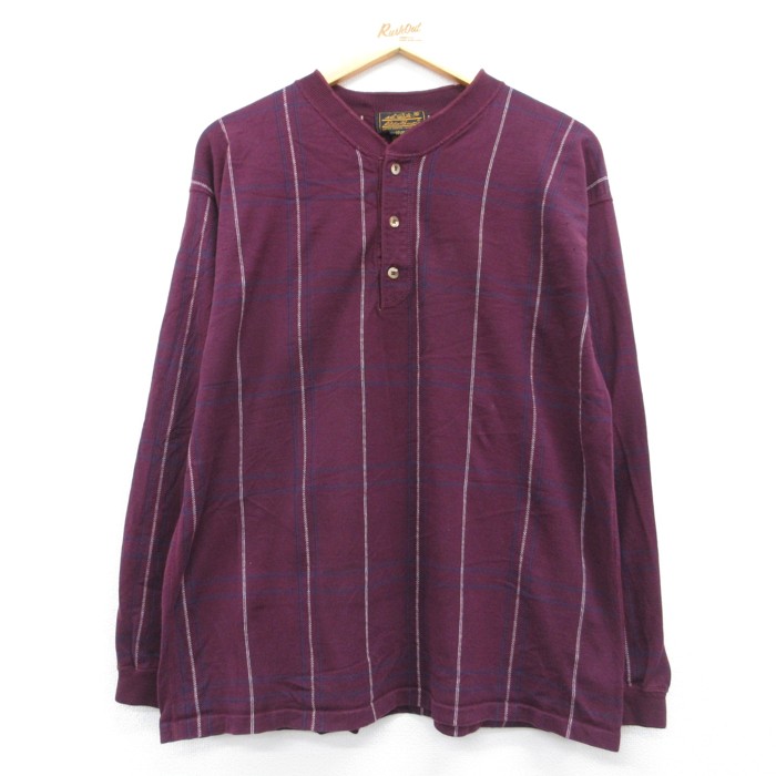 エディーバウアー 90s 長袖Tシャツ チェック バーガンディ メンズXL相当 | 古着