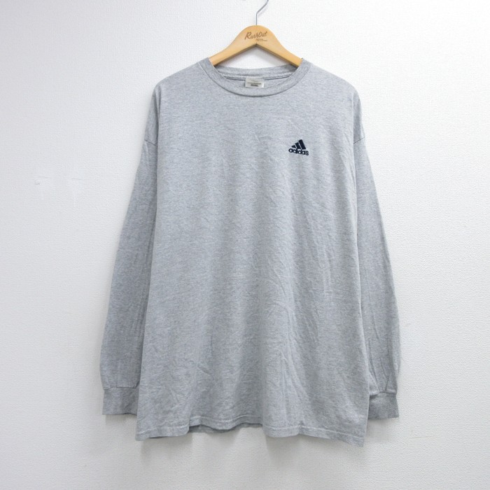 アディダス 00s 半袖Tシャツ 刺繍ロゴ グレー メンズXL相当 | 古着