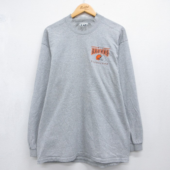 Lee 90s 長袖Tシャツ NFLクリーブランド刺繍ロゴ グレー メンズL相当 | 古着