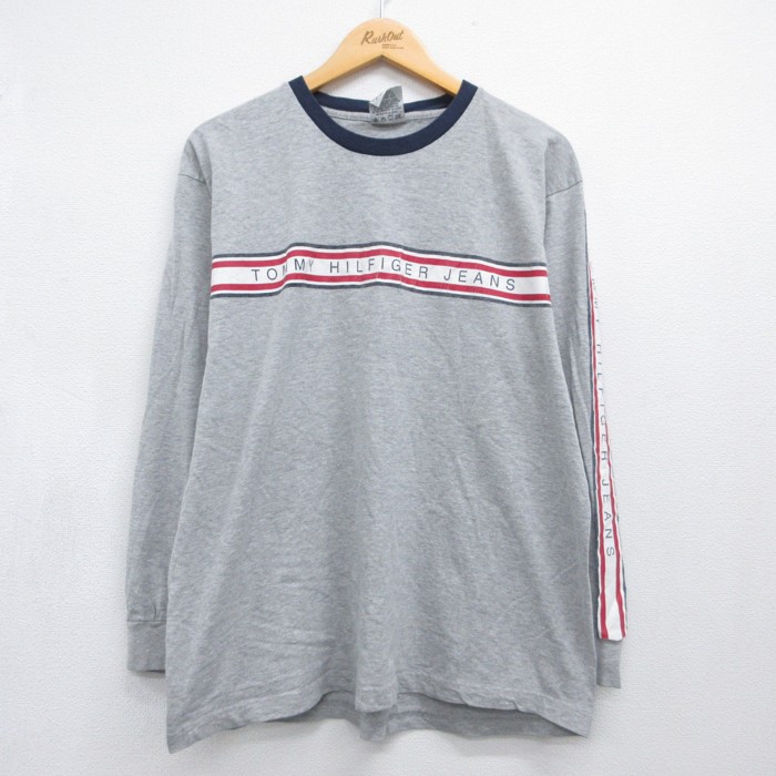 トミーヒルフィガー 90s 長袖Tシャツ リンガー グレー メンズXL相当 | 古着