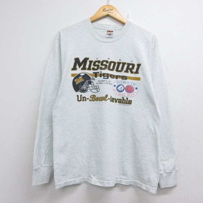 Fruit of the Loom 90s 長袖Tシャツ ミズーリタイガースカレッジ グレー メンズL相当 | 古着