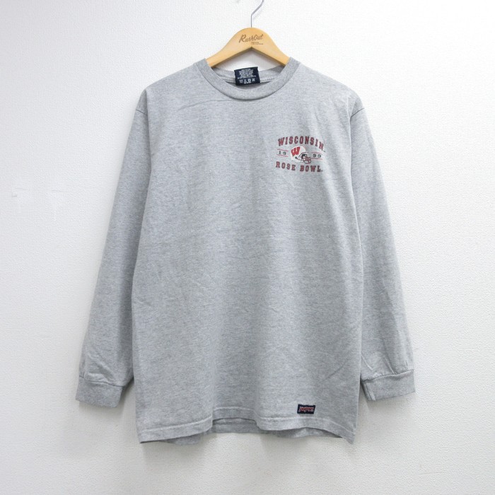 ジャンスポーツ 90s 長袖Tシャツ ローズボウルカレッジ グレー メンズM相当 | 古着