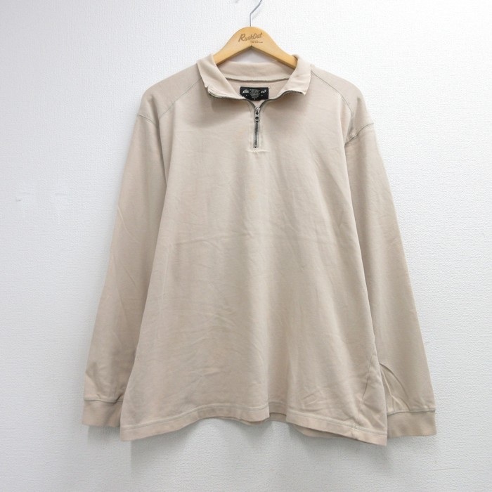 エディーバウアー 00s 長袖Tシャツ ハーフジップ ベージュ メンズXL相当 | 古着