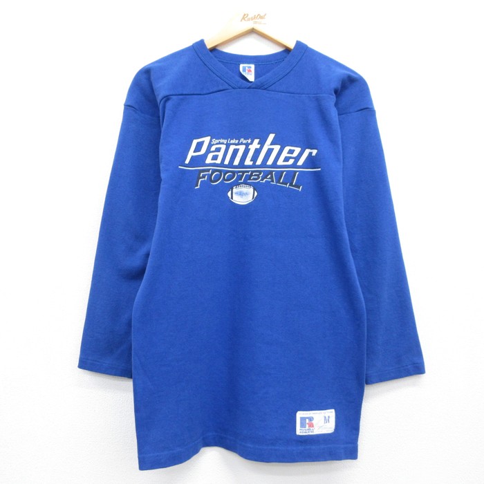 ラッセル 90s 長袖Tシャツ フットボール パンサーズ ブルー メンズM相当 | 古着