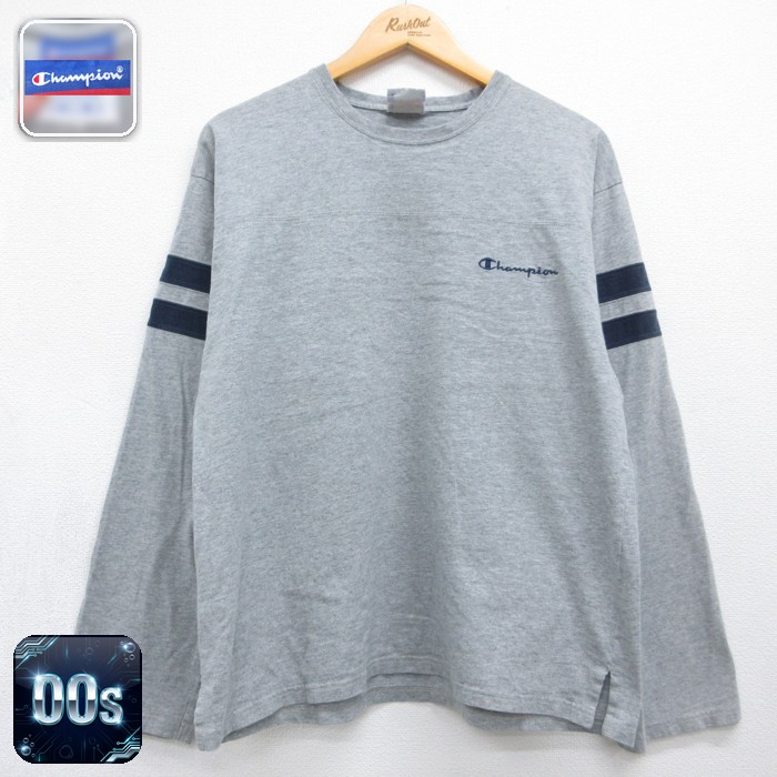 チャンピオン 00s 長袖Tシャツ 刺繍ロゴ グレー メンズL相当 | 古着