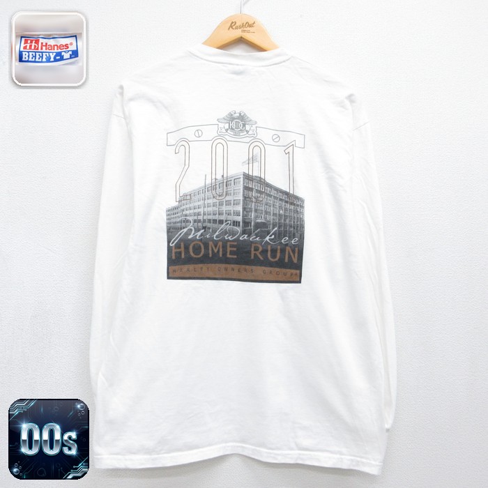 ヘインズ 00s 長袖Tシャツ ハーレー ホワイト メンズL相当 | 古着