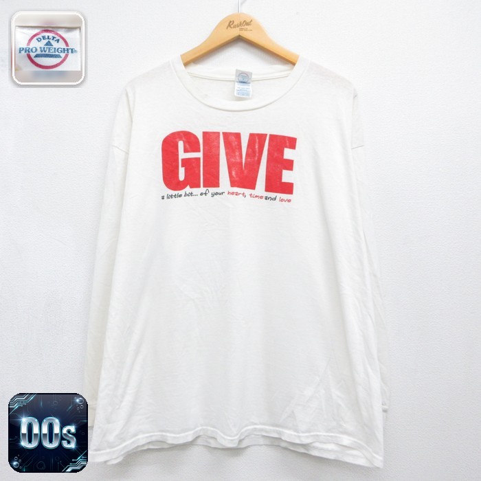 00s 長袖Tシャツ ホワイト メンズXL相当 | 古着