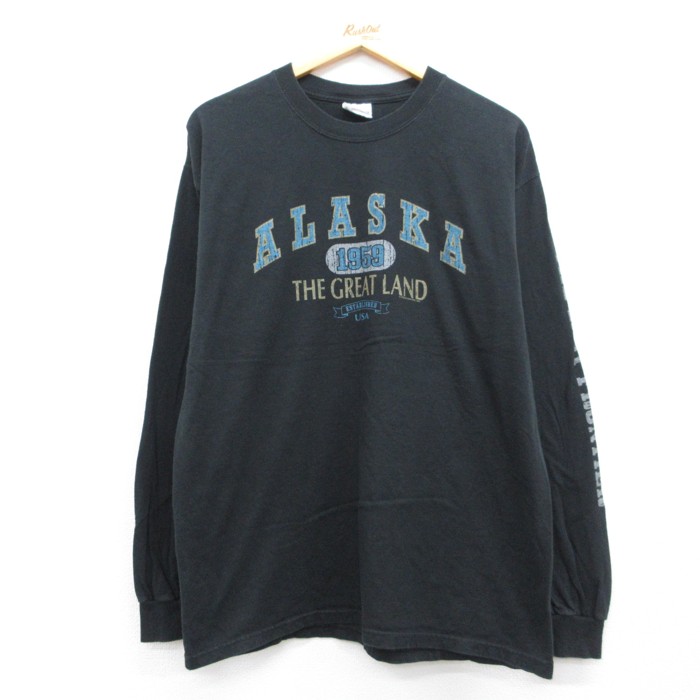 ヘインズ 00s 長袖Tシャツ アラスカ ブラック メンズL相当 | 古着