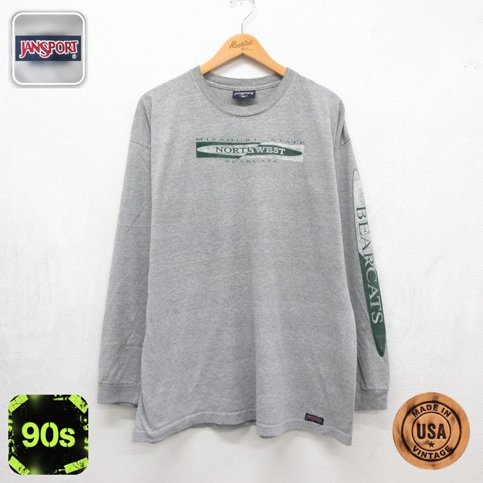 ジャンスポーツ 90s 長袖Tシャツ カレッジ グレー メンズXL相当 | 古着