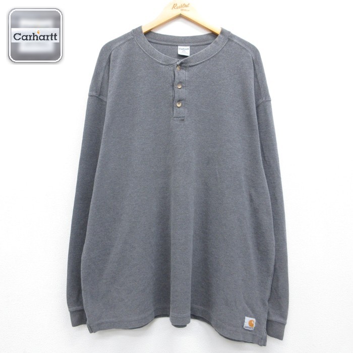 カーハート 長袖Tシャツ ヘンリーネック グレー メンズXL相当 | 古着
