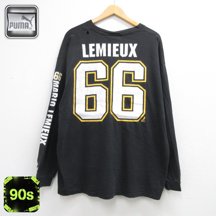 プーマ 90s 長袖Tシャツ NHLペンギンズ ブラック メンズXL相当 | 古着