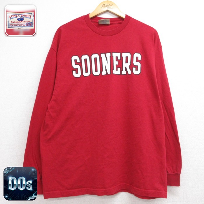 STEVE&BARRY'S 00s 長袖Tシャツ Soonersカレッジ レッド メンズXL相当 | 古着