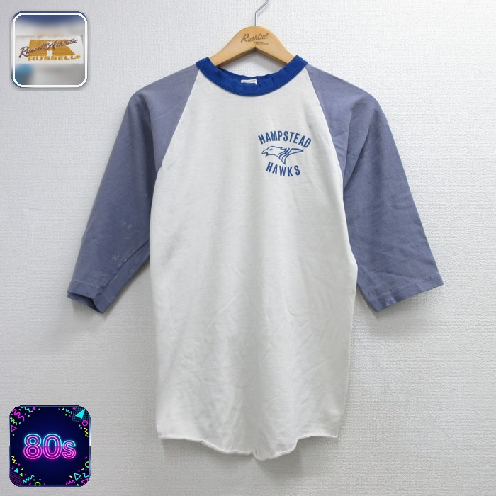 ラッセル 70s 七分袖Tシャツ ラグラン ホワイト メンズS相当 | 古着