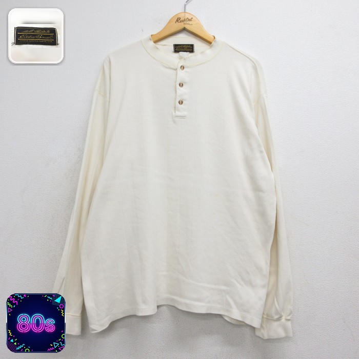 エディーバウアー 90s 長袖Tシャツ ヘンリーネック 生成り ベージュ メンズXL相当 | 古着