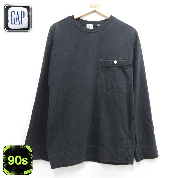 ギャップ 90s 長袖Tシャツ 胸ポケット ブラック メンズXL相当 | 古着