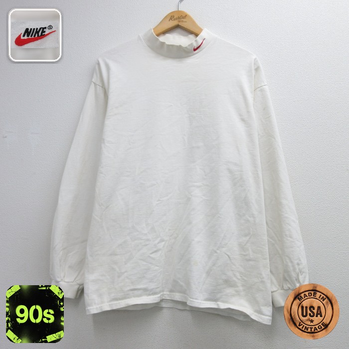 ナイキ 90s 長袖Tシャツ ワンポイントロゴ ホワイト メンズXL相当 | 古着