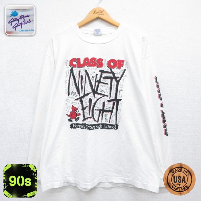 Graystone Graphics 90s 長袖Tシャツ カレッジ ホワイト メンズL相当 | 古着