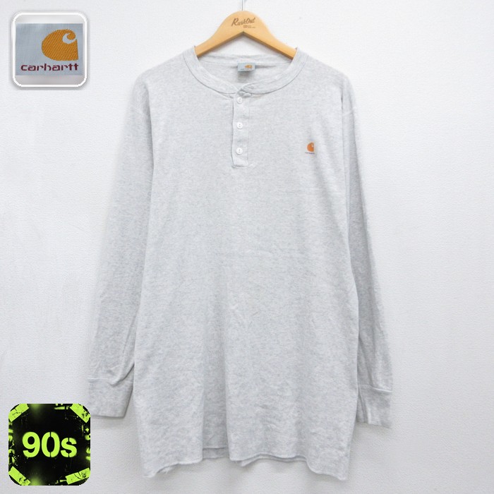 カーハート 90s 長袖Tシャツ ワンポイントロゴ グレー メンズM相当 | 古着