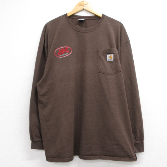 カーハート 長袖Tシャツ 胸ポケット付き ブラウン メンズXL相当 | 古着