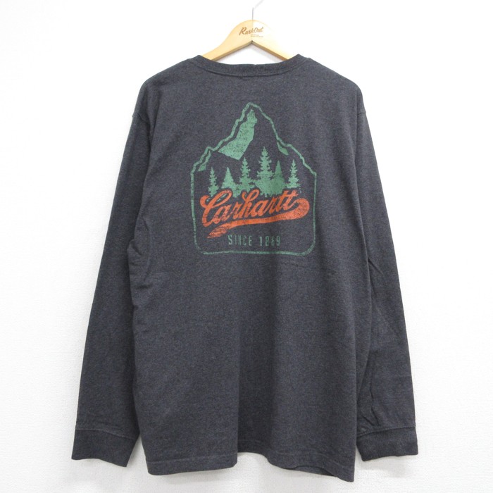 カーハート 長袖Tシャツ 胸ポケット グレー メンズXL相当 | 古着