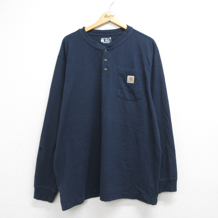 カーハート 長袖Tシャツ 胸ポケット ネイビー メンズXL相当 | 古着