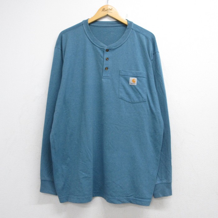 カーハート 長袖Tシャツ 胸ポケット ライトブルー メンズXL相当 | 古着