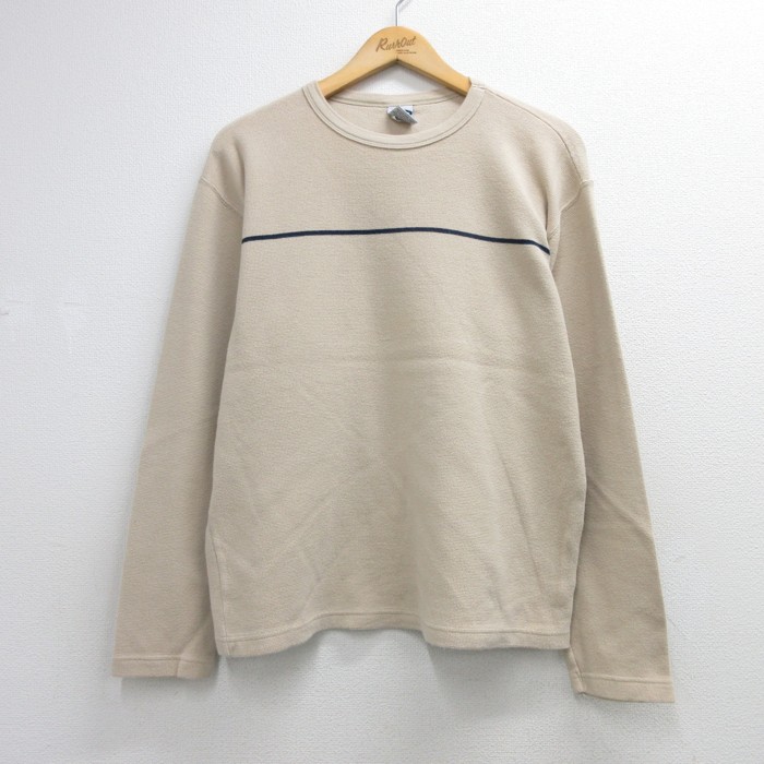 OLD NAVY 長袖 ビンテージ Tシャツ 00s コットン クルーネック ベージュ ボーダー メンズXL相当 | 古着