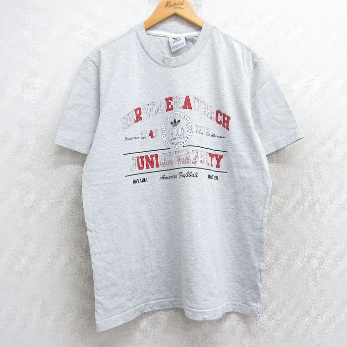 XL★古着 アディダス adidas 半袖 ブランド Tシャツ メンズ ヘルツォーゲンアウラハ ジュニアバーシティ コットン クルーネック 薄グレー 霜降り 25jul01 中古