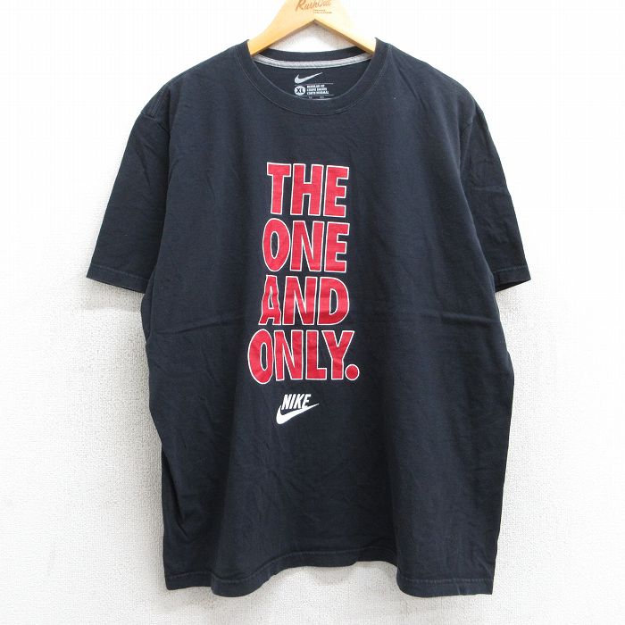 XL★古着 ナイキ NIKE 半袖 ブランド Tシャツ メンズ THE ONE AND ONLY 大きいサイズ コットン クルーネック 黒 ブラック 25jul01 中古