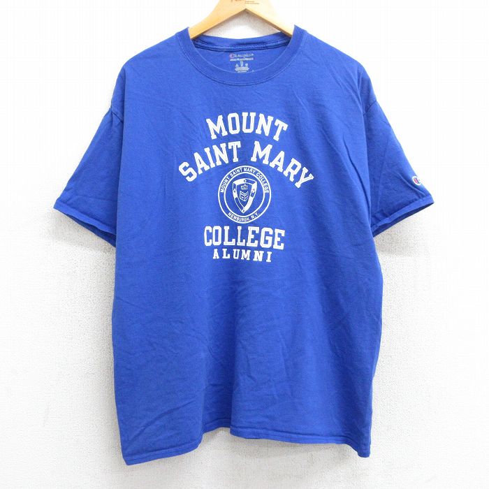 XL★古着 チャンピオン champion 半袖 ブランド Tシャツ メンズ マウントセントメリー カレッジ クルーネック 青 ブルー 25jul01 中古